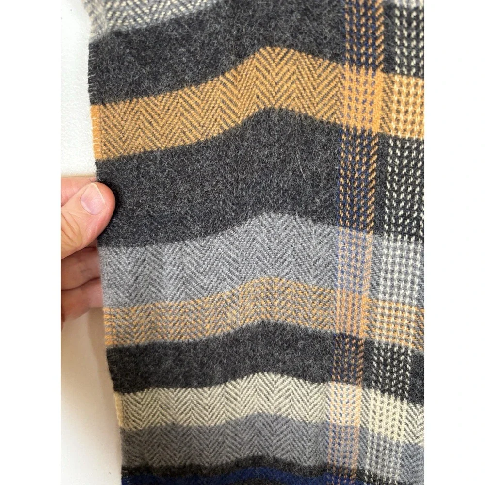 Johnston & Murphy Men's Gray Gold Plaid Wool Blend Scarf 37